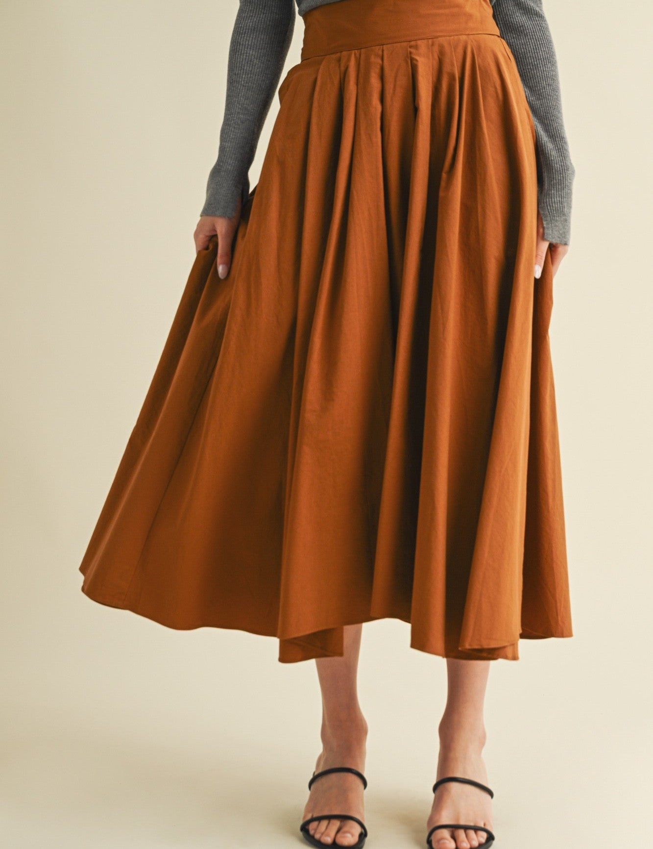 Elodie High - Waist Cotton Midi Skirt - MTT Collective
