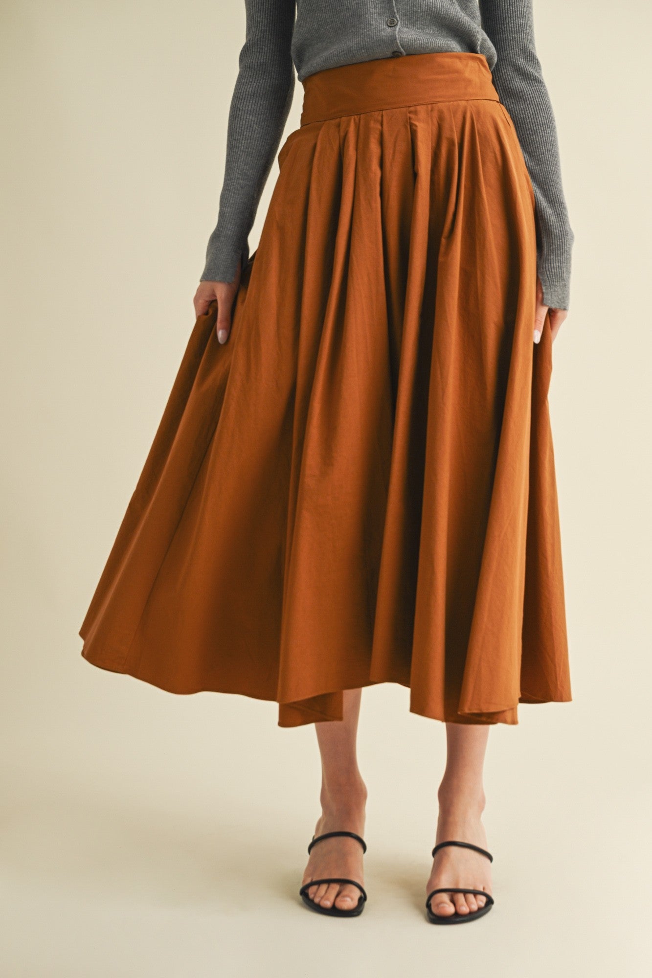 Elodie High - Waist Cotton Midi Skirt - MTT Collective