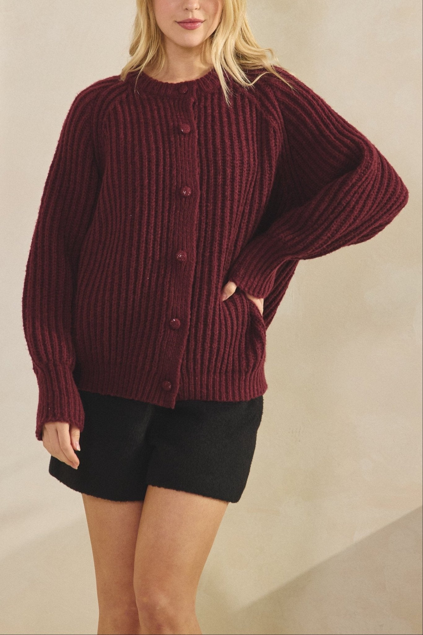 Elsie Rib Knit Button Cardigan - MTT Collective