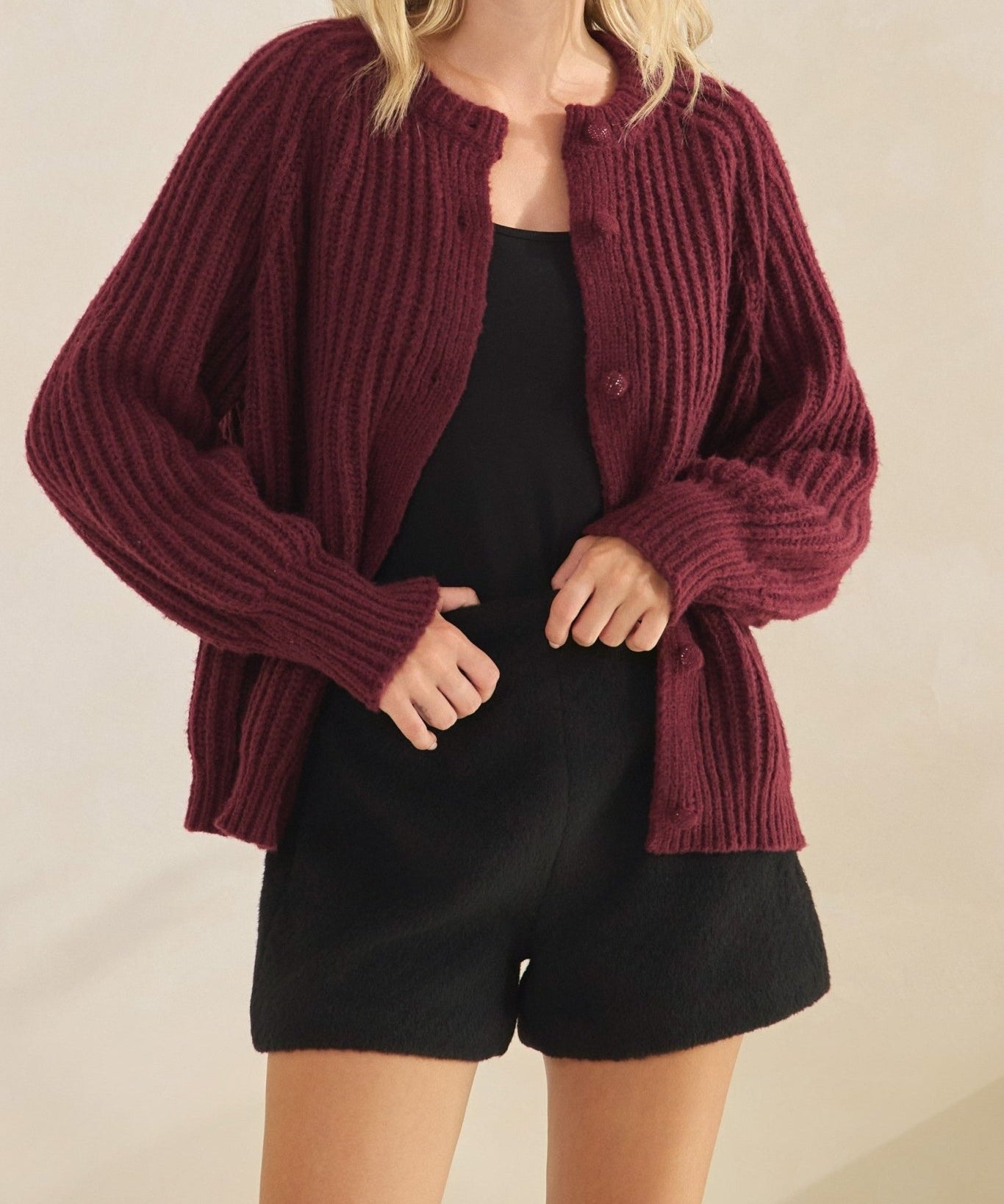 Elsie Rib Knit Button Cardigan - MTT Collective