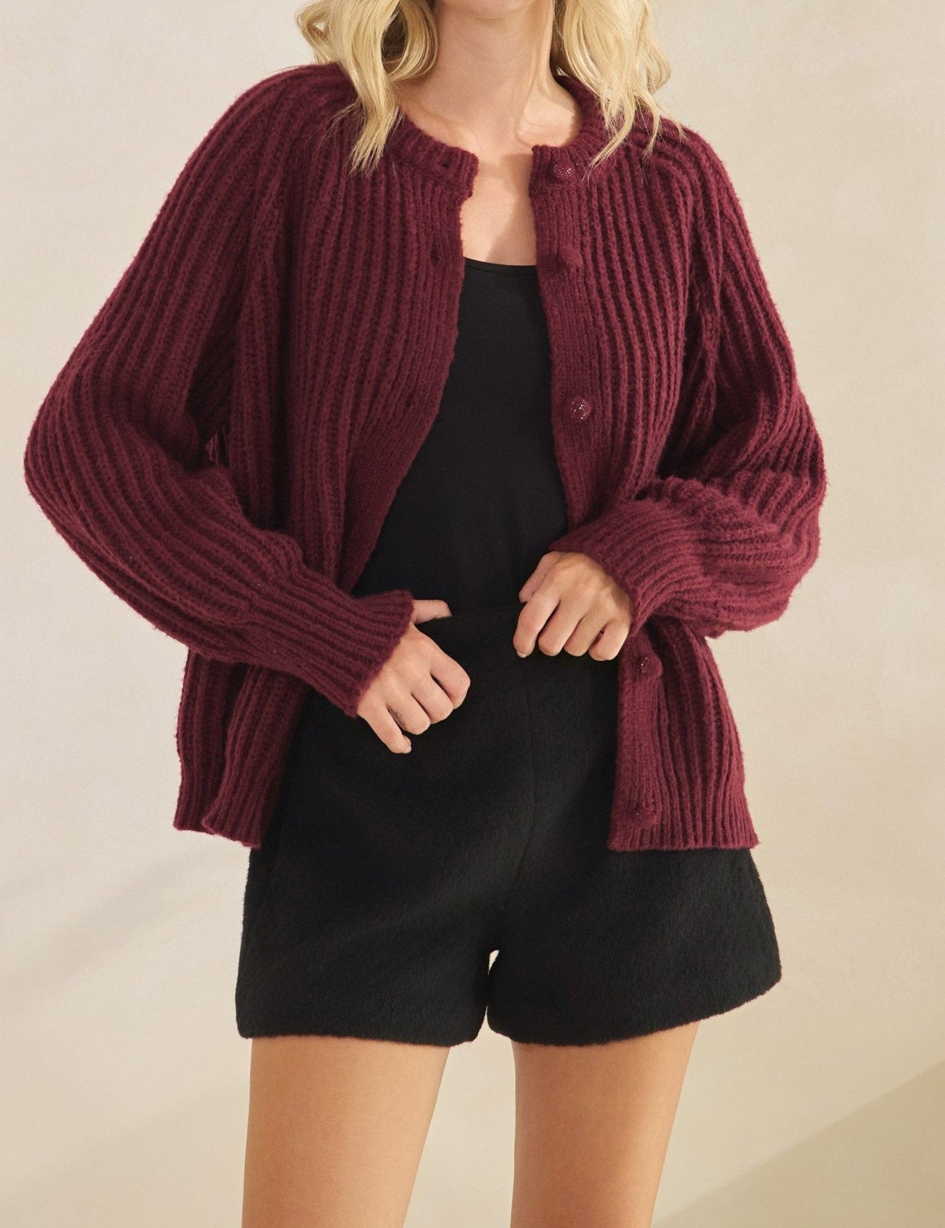 Elsie Rib Knit Button Cardigan - MTT Collective