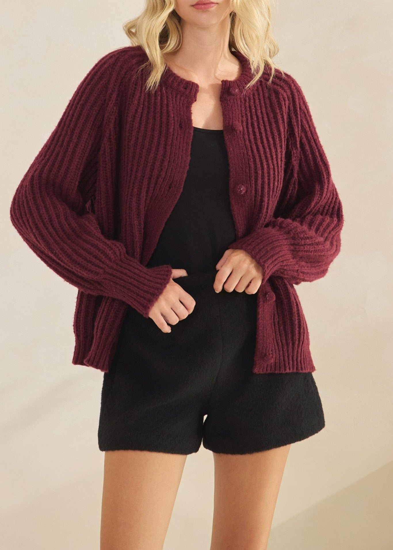 Elsie Rib Knit Button Cardigan - MTT Collective