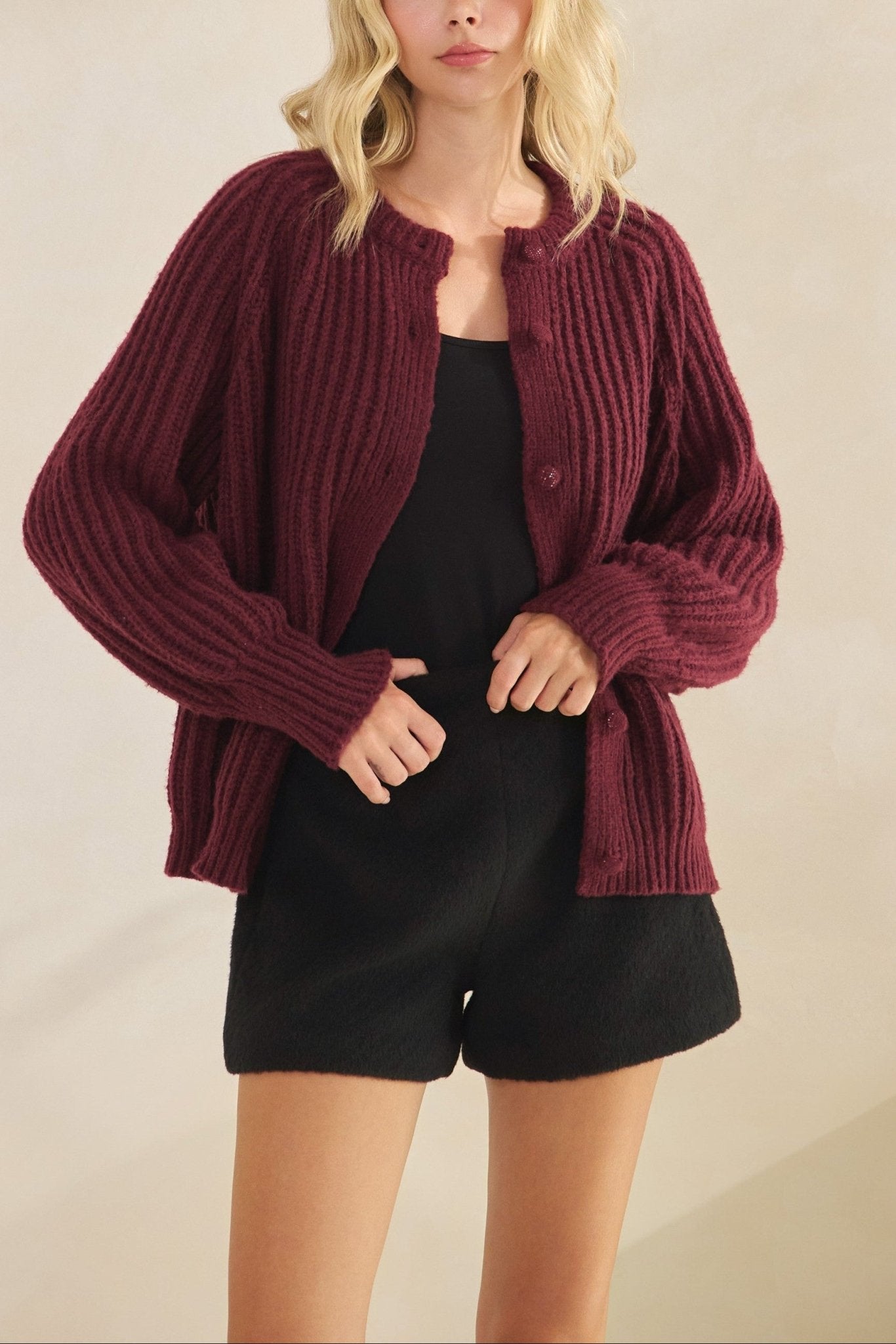 Elsie Rib Knit Button Cardigan - MTT Collective