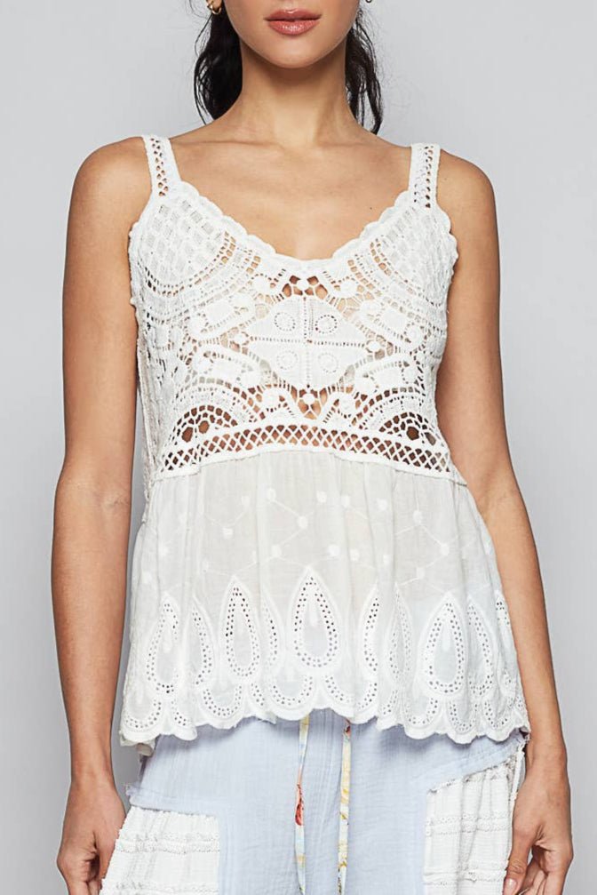 Emerie Embroidery Crochet Woven Top - MTT Collective