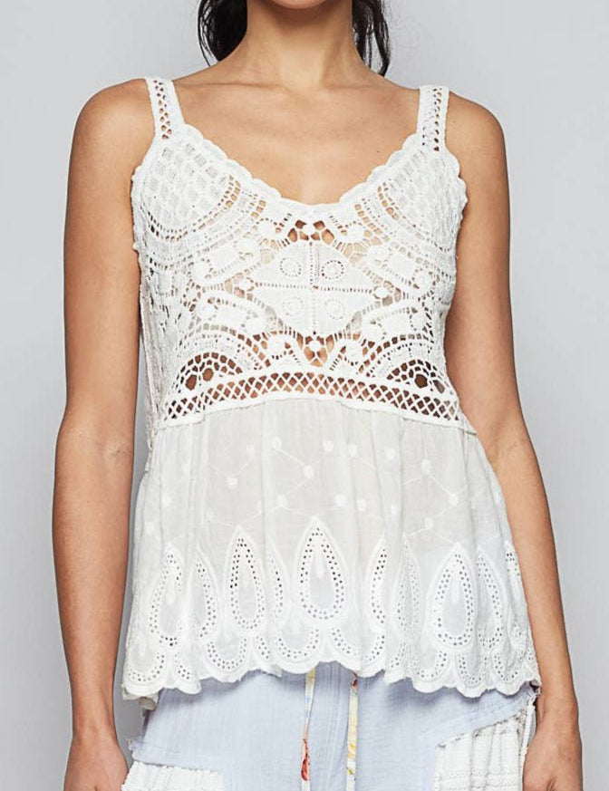 Emerie Embroidery Crochet Woven Top - MTT Collective