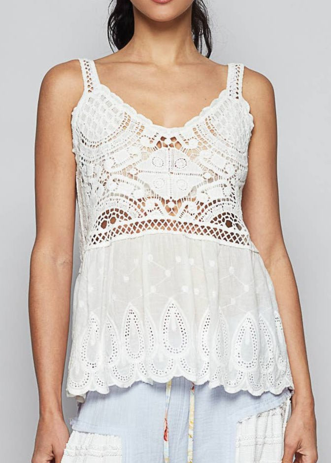 Emerie Embroidery Crochet Woven Top - MTT Collective