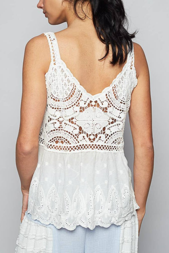 Emerie Embroidery Crochet Woven Top - MTT Collective