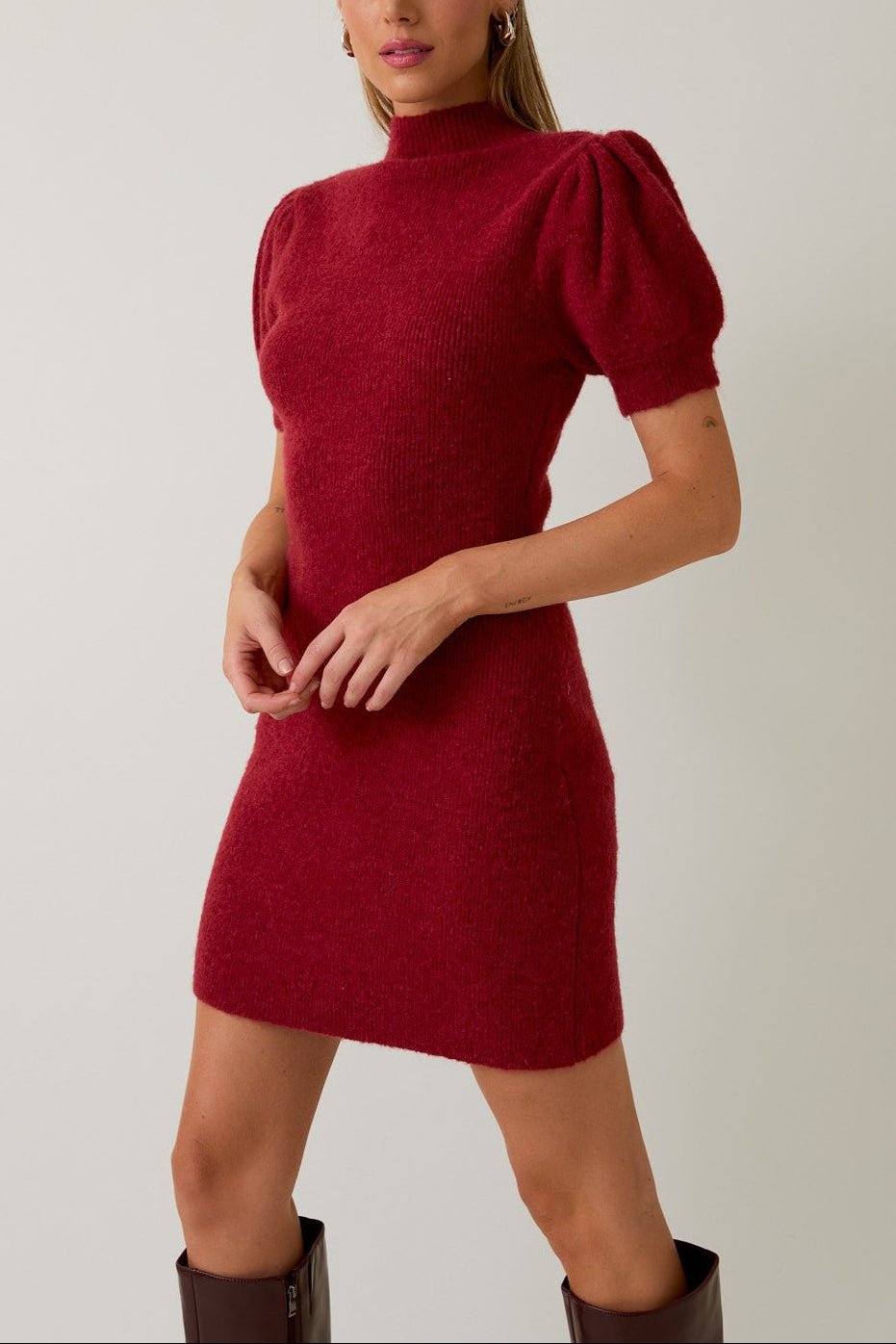 Emilia Puff Sleeve Sweater Dress - MTT Collective