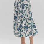 entro - Womens - Bottoms - Skirts - White & Teal Floral Maxi Skirt - MTT Collective