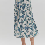 entro - Womens - Bottoms - Skirts - White & Teal Floral Maxi Skirt - MTT Collective
