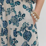 entro - Womens - Bottoms - Skirts - White & Teal Floral Maxi Skirt - MTT Collective