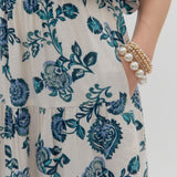 entro - Womens - Bottoms - Skirts - White & Teal Floral Maxi Skirt - MTT Collective
