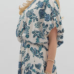 entro - Womens - Tops - Blouses - White & Teal Floral Top - MTT Collective