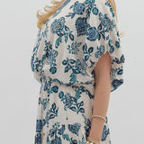 entro - Womens - Tops - Blouses - White & Teal Floral Top - MTT Collective