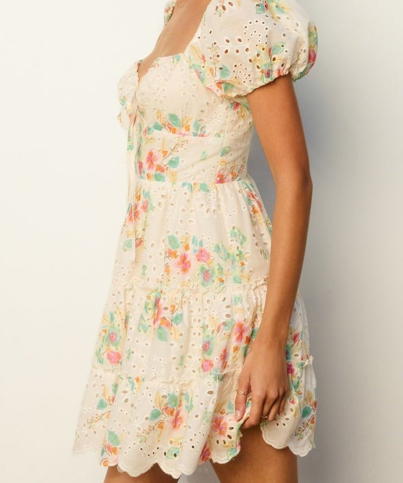 Everbloom Eyelet Puff Sleeve Mini Dress - MTT Collective