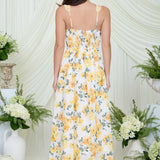 Eyelet Pattern Scallop Lace Trim Midi Dress - MTT Collective