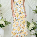 Eyelet Pattern Scallop Lace Trim Midi Dress - MTT Collective