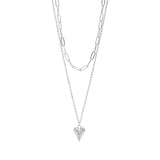 Sonya Paperclip Layered Heart Charm Necklace