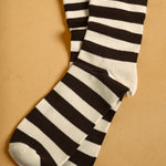 Bold Stripe Crew Socks in Cream/Black