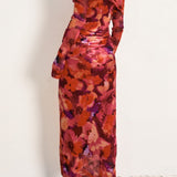 Sienna Off-Shoulder Mesh Long-Sleeve Midi Dress