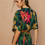 Rowan Printed Surplice Top in Midnight Paradise, back