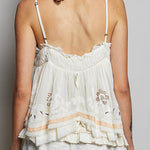 Faye Sleeveless Embroidered Raw Edge Top - MTT Collective