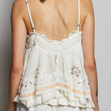 Faye Sleeveless Embroidered Raw Edge Top - MTT Collective