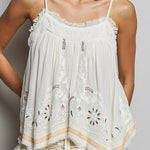 Faye Sleeveless Embroidered Raw Edge Top - MTT Collective