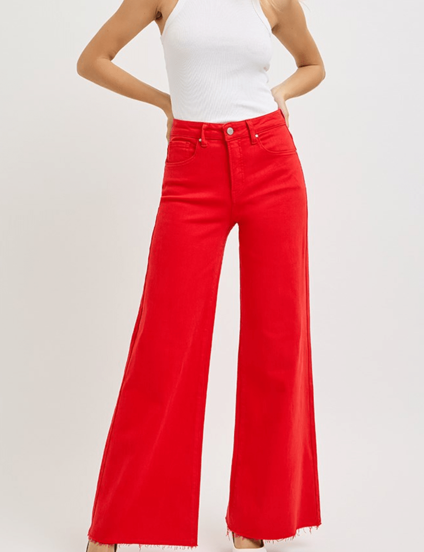 Felicia High Rise Wide Leg Palazzo Jeans - MTT Collective