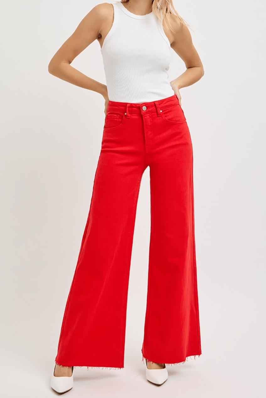 Felicia High Rise Wide Leg Palazzo Jeans - MTT Collective