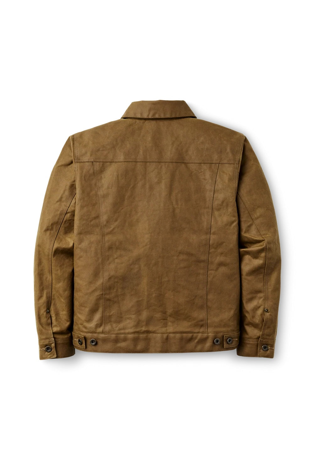 Filson Tin Cloth Short Lined Cruiser Jacket Dark Tan flat lay back
