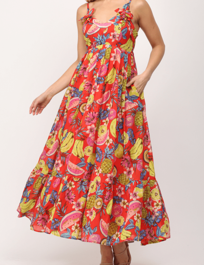 Floral & Fruit Voile Maxi Dress - MTT Collective