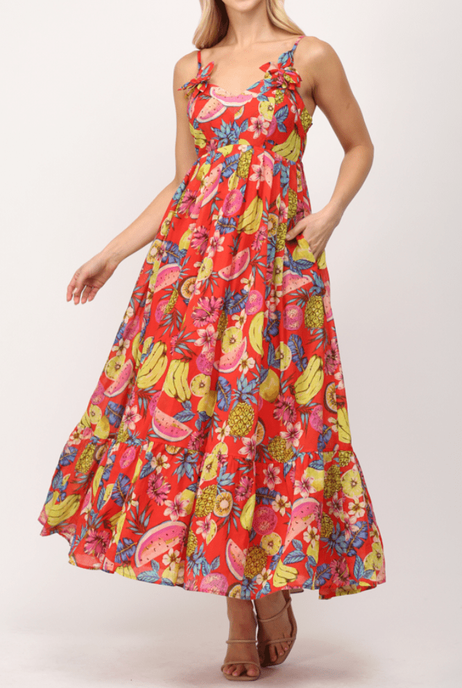 Floral & Fruit Voile Maxi Dress - MTT Collective