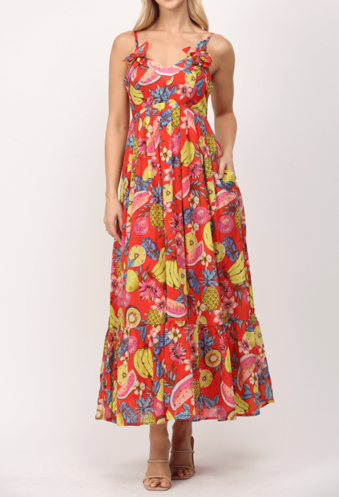 Floral & Fruit Voile Maxi Dress - MTT Collective