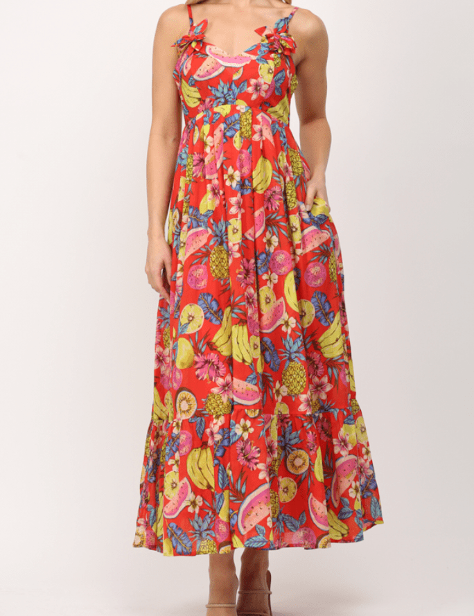 Floral & Fruit Voile Maxi Dress - MTT Collective