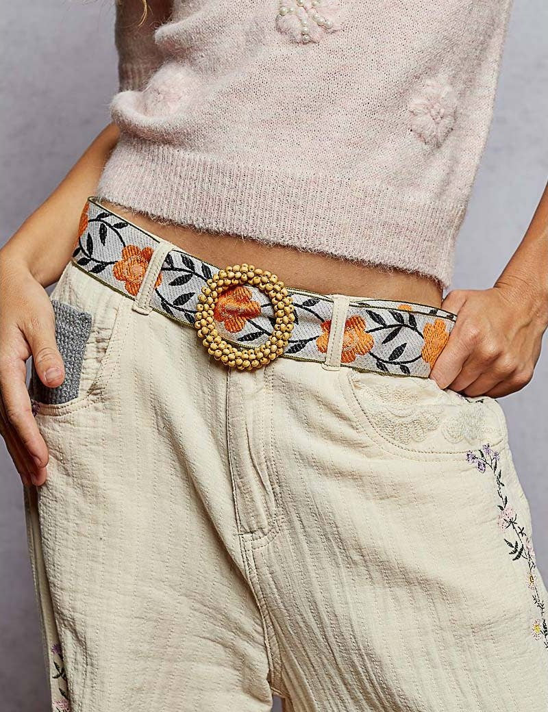 Floral Print Buckle Belt - MTT Collective