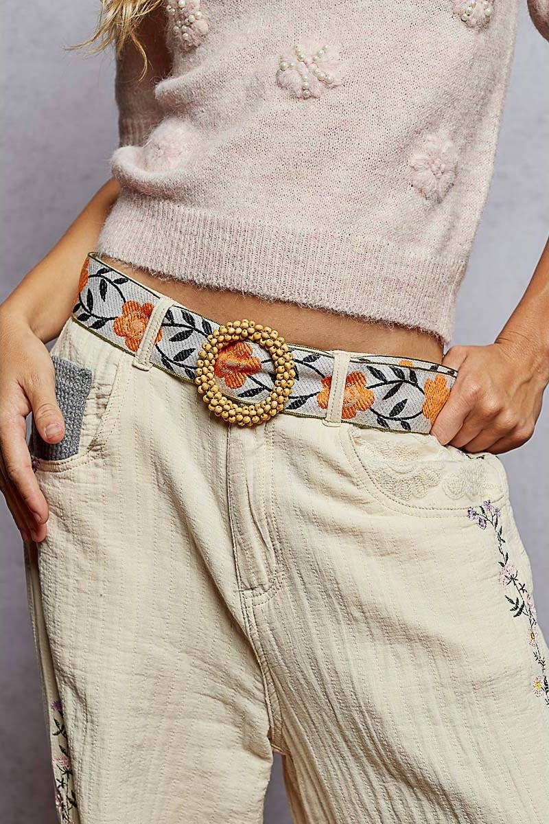 Floral Print Buckle Belt - MTT Collective