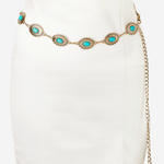 Floral Turquoise Concho Disc Chain Belt - MTT Collective