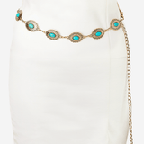 Floral Turquoise Concho Disc Chain Belt - MTT Collective