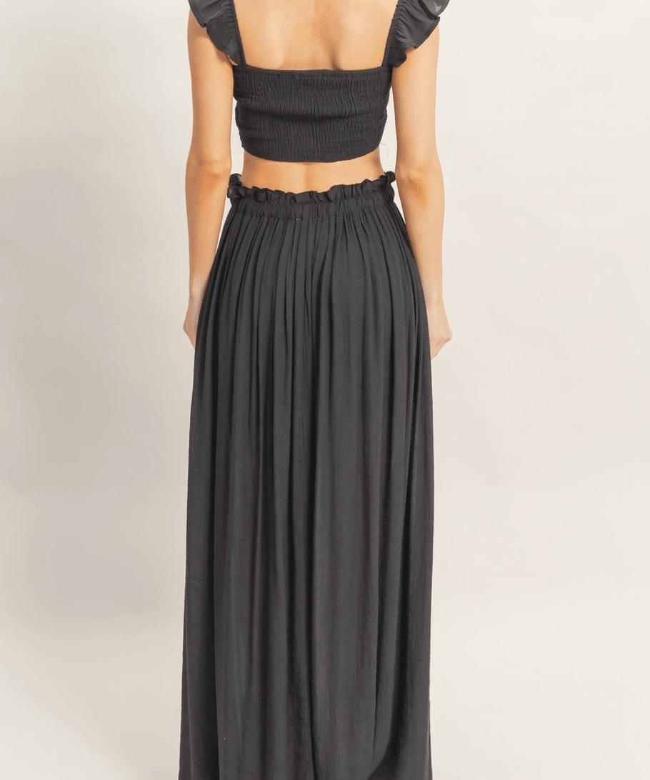 Front Slit Half Button Maxi Skirt - MTT Collective
