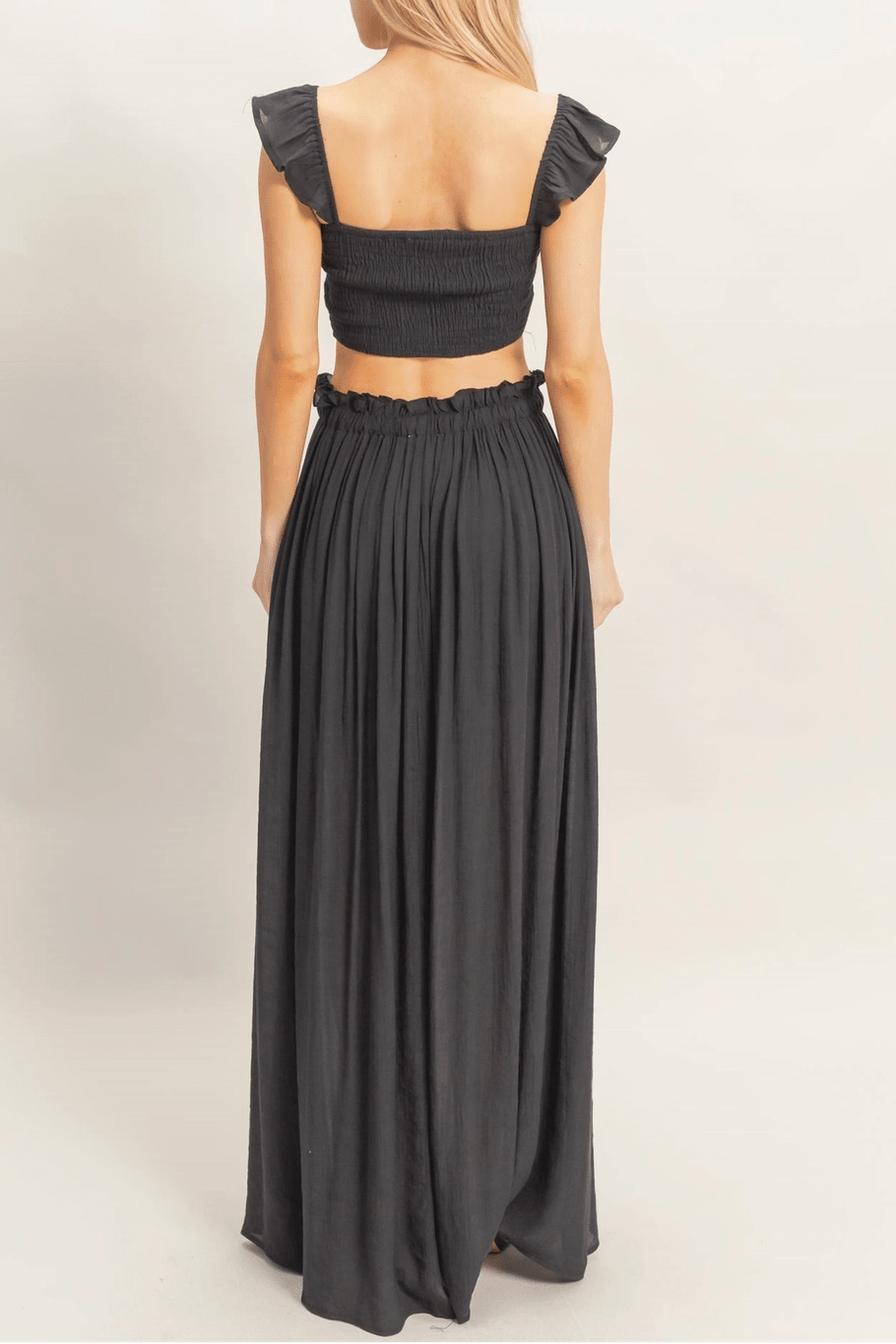 Front Slit Half Button Maxi Skirt - MTT Collective