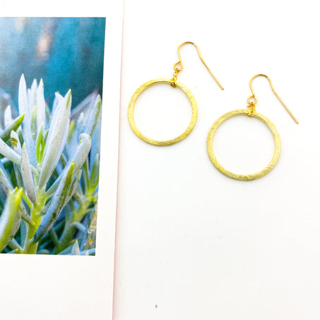 Chloe Hanging Brushed Hoop Earrings - MTT Collective