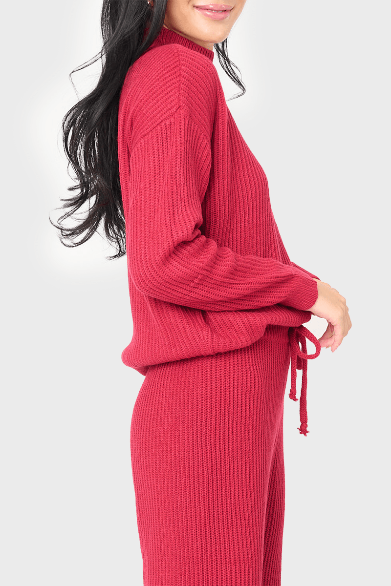 Funnel Neck Long Sleeve Cozy Ribbed Sweater - MTT Collective