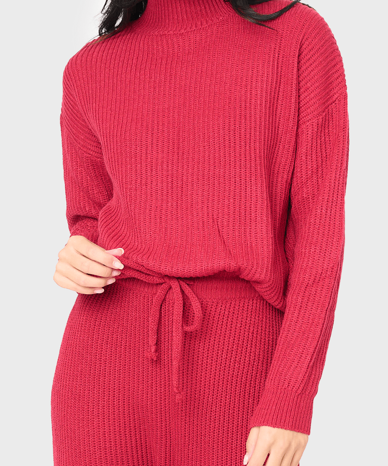 Funnel Neck Long Sleeve Cozy Ribbed Sweater - MTT Collective