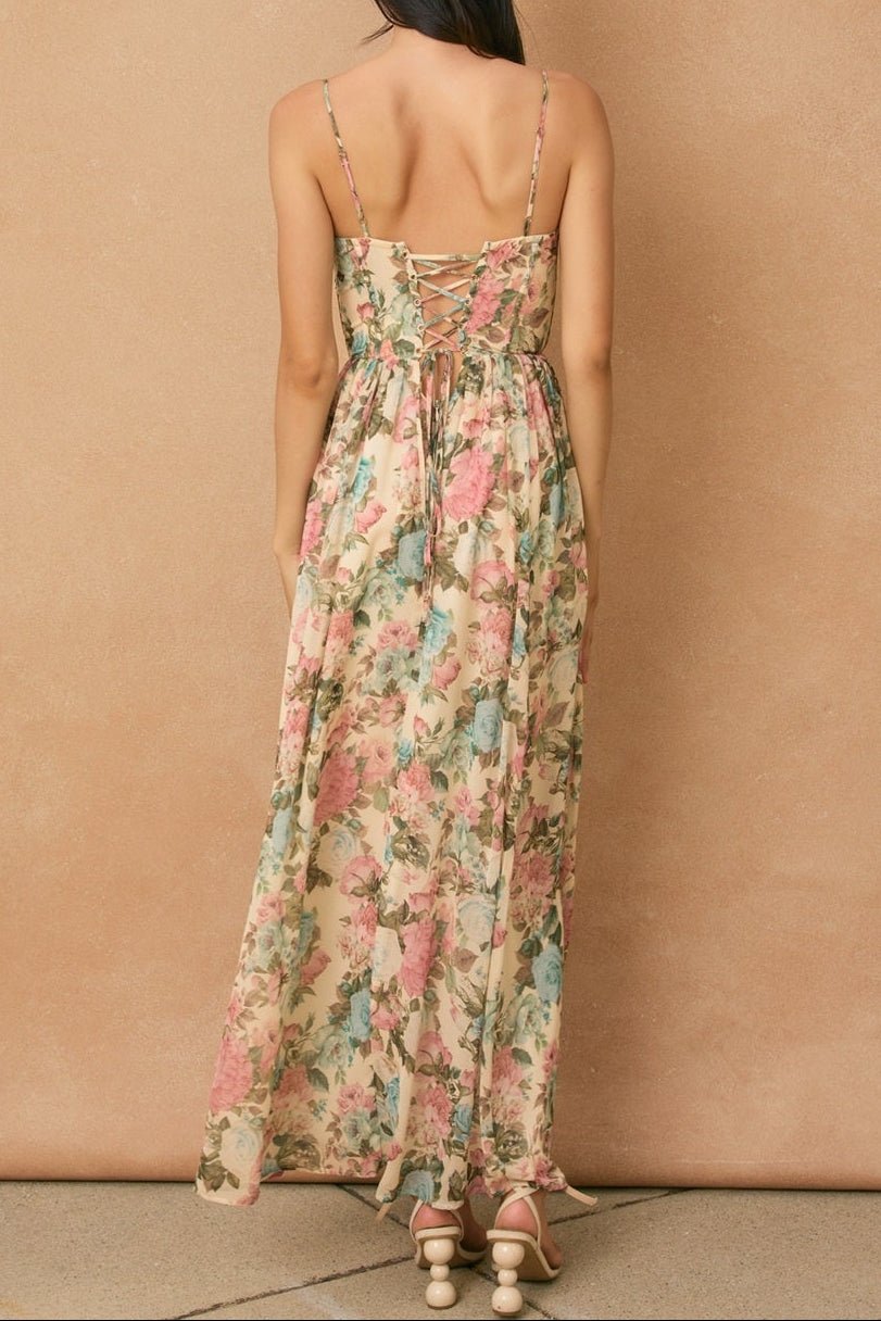 Gilded Ballroom Corset Flowy Maxi Dress - MTT Collective