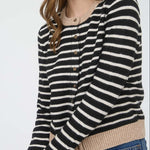 Gillian Stripe Colorblock Trim Button Down Cardigan - MTT Collective