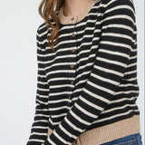 Gillian Stripe Colorblock Trim Button Down Cardigan - MTT Collective