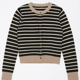 Gillian Stripe Colorblock Trim Button Down Cardigan - MTT Collective