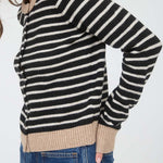 Gillian Stripe Colorblock Trim Button Down Cardigan - MTT Collective