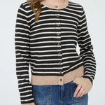 Gillian Stripe Colorblock Trim Button Down Cardigan - MTT Collective